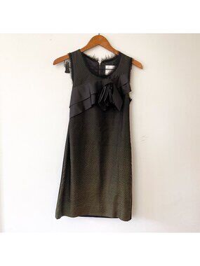 Thread Social Black and Gold Polka Dot Bow Cocktail Dress, Size 0